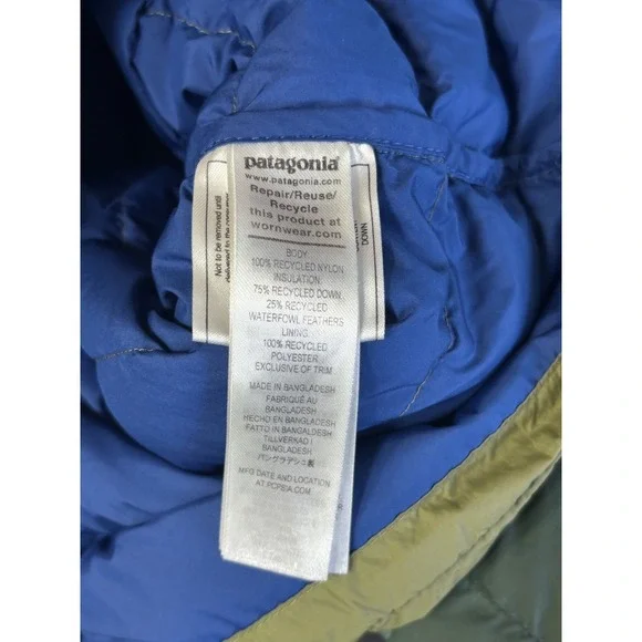 Kids Boys Patagonia Down Sweater Jacket Puffer Coat Winter Warm EUC XL 14 Green